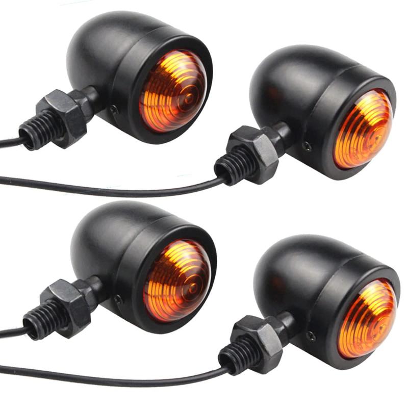 TaJiMy バイク ウインカー 砲弾型 4個セット 汎用 12V カスタム ハーレー スティード モンキー カブ (本体：黒、レンズ：黄色)カスタムパーツは高いから無理とお悩みの方におススメの砲弾型ウインカー4個セットです。このウインカー...