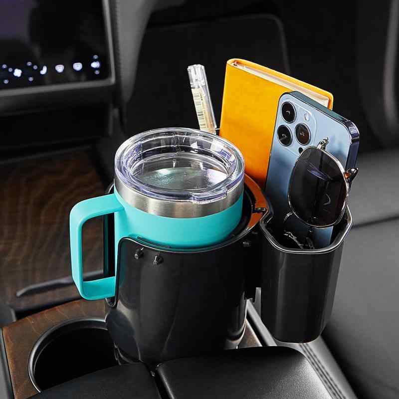 【収納ボックス付き】JOYTUTUS 車用ドリンクホルダー 収納ボックス2in1デザイン 車載 車 どりんくホルダー カー ボトルホルダー カップホルダー増設 カップほるだー スマホ入れ 安定感 車中泊(2)