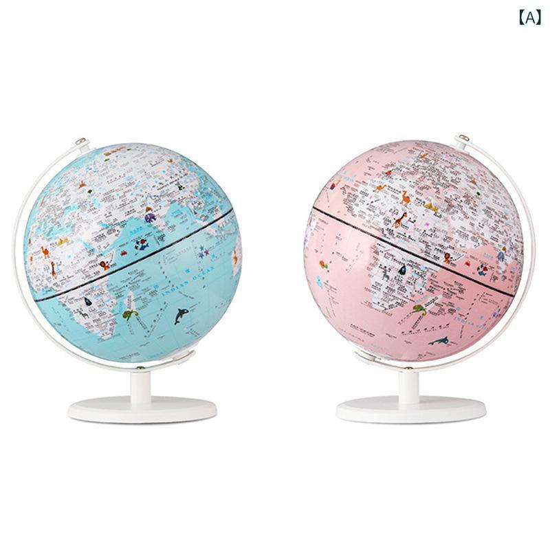 SUPERYOUの地球儀 子供 発光 AR 20cm 金属台座 タッチライト プラスチック台座 木製台座 回転 教育 学習｜アングル2