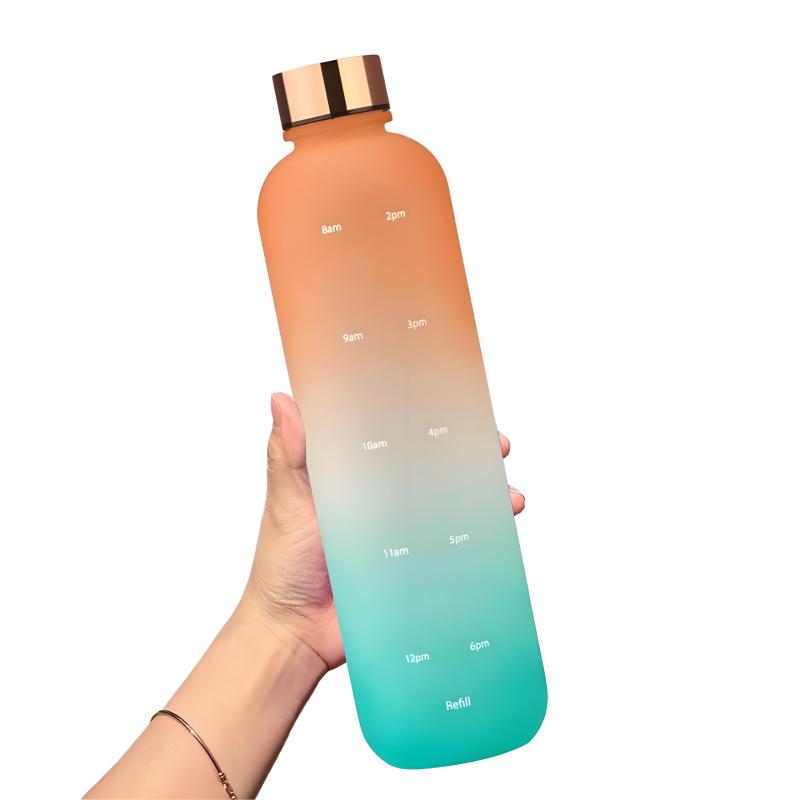 Rakuten - IOLOYU 水筒 1リットル ウォーターボトル 1000ml メモリ付き水筒 1l bpaフリー タイムマーカー付きウォーターボトル 洗いやすい おしゃれ スリム water bottle 小学生 女の子 男の子 スポーツボトル