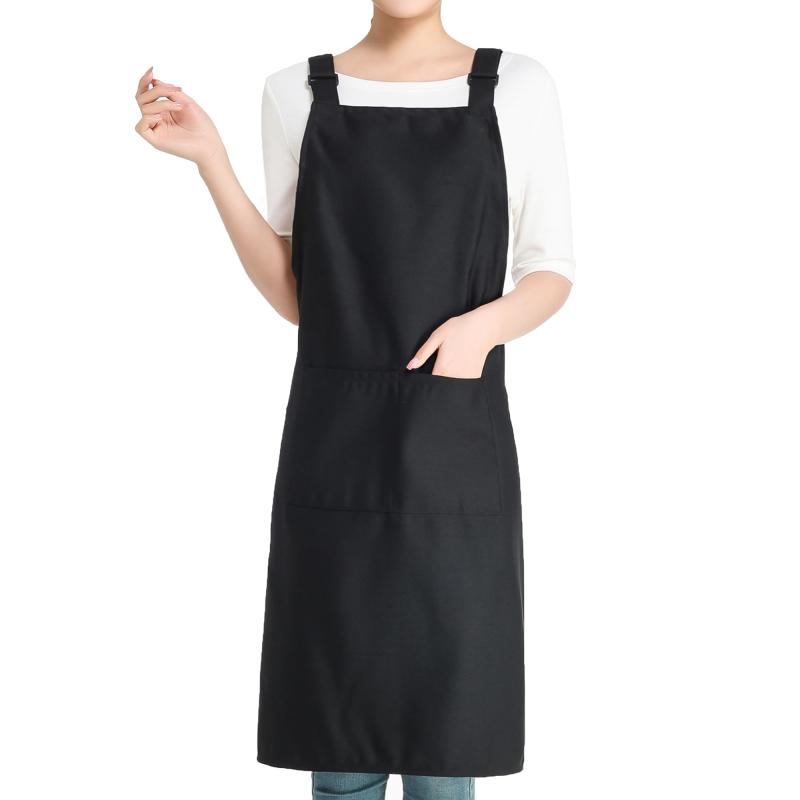 [cozycube] エプロン H型 肩掛け 調節可能な肩紐付き メンズ レデイース 男性用 女性用 シワ防止 ポケット付き 庭用 汚れにくい 業務用 仕事用 男女兼用 おしゃれ 保育士 料理用 (ブラック)
