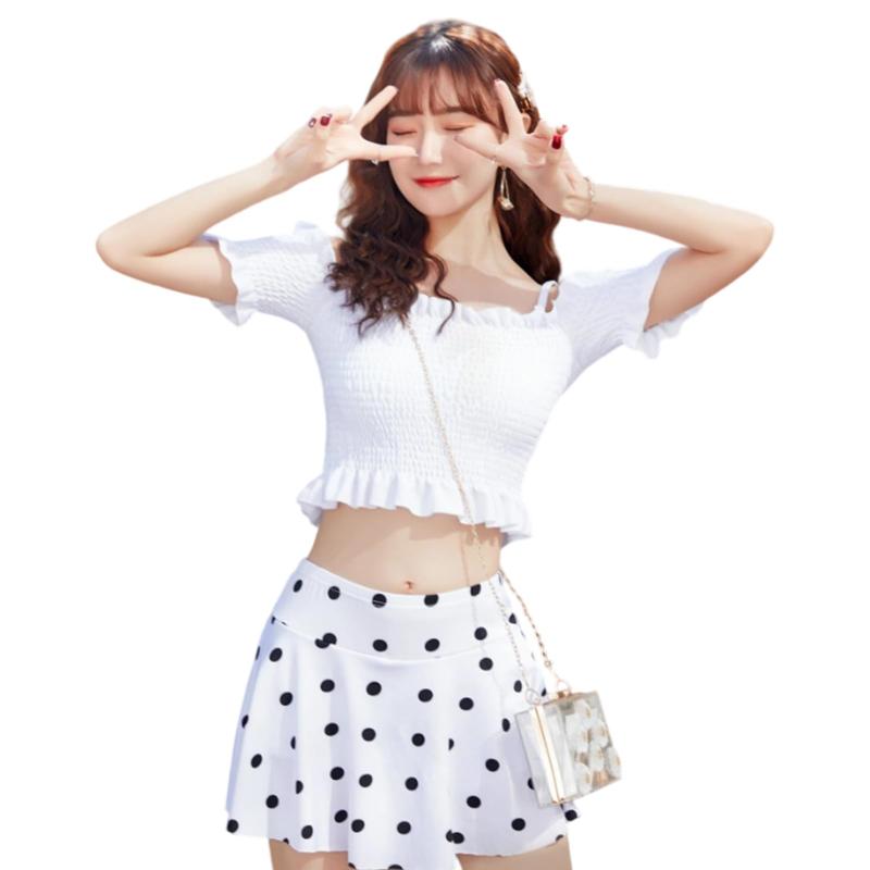 [Formemory] 水着 レディース タンキニ 2点セット ビキニ オフショルダー 体型カバー 肩だし フリル ショーツ 露出控えめ 女子高校生 大人 セパレート水着 おしゃれ 盛れる 温泉 海水浴 プール (