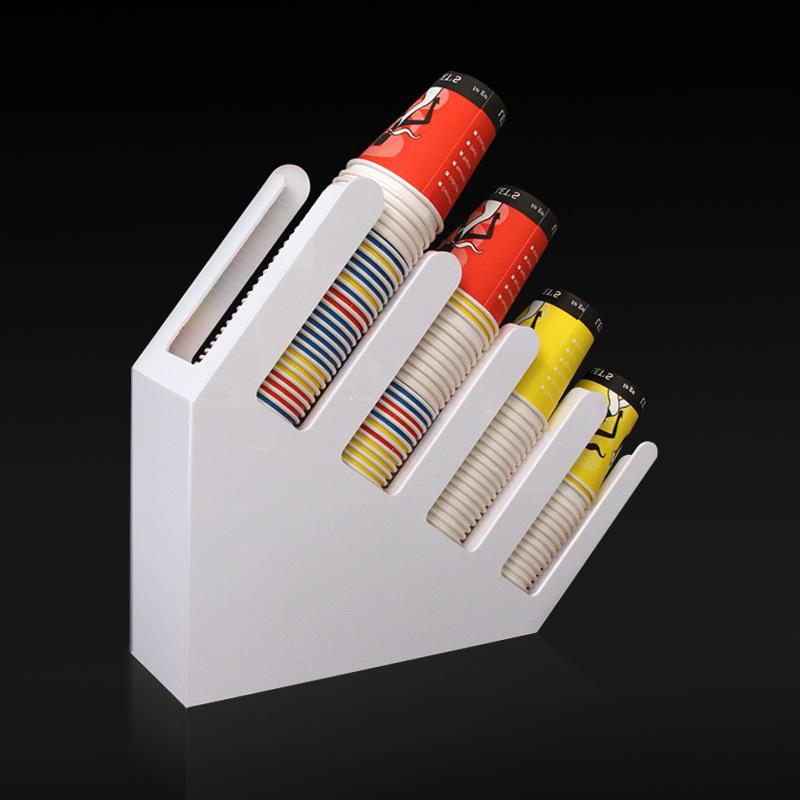 カップホルダー 紙コップ 収納 ディスペンサー 店舗用 ブラック ホワイト 木目 ステンレス 10cm 12.5cm 斜め 四列 アクリル シンプル