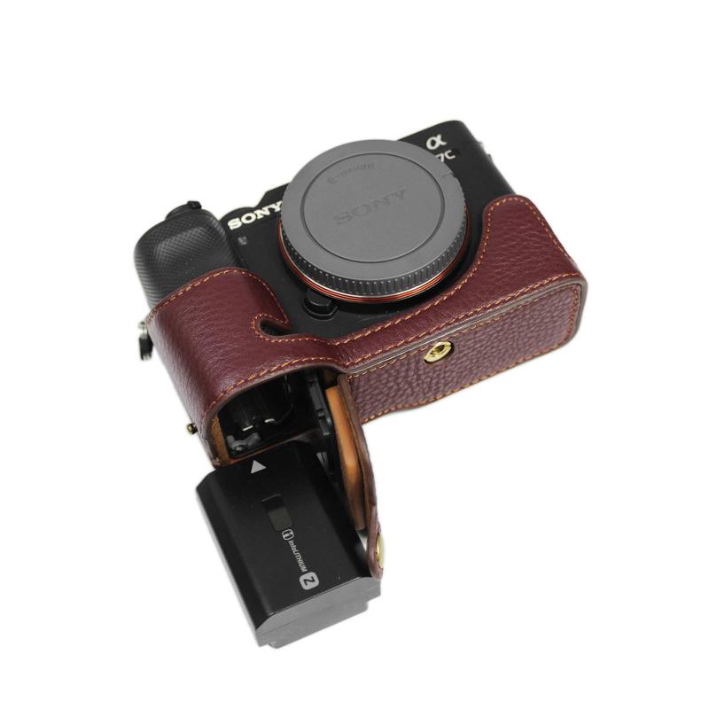 kinokoo SONY ソニー デジタルカメラ A7C ケース a7c専用 カメラケース ボディケース レザー バッテリーの交換でき 三脚ネジ穴付き 本革（コーヒー）