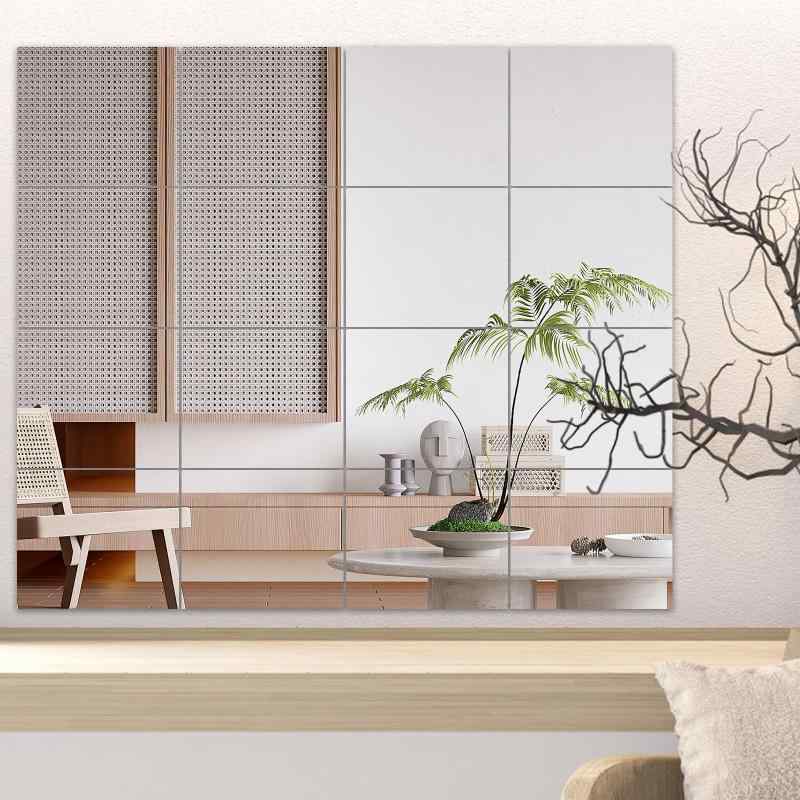 16枚セット・貼る 全身 鏡 ・35cm×30cm どこでも貼れる割れない鏡 壁掛け 姿見鏡 アクリル ミラー 風呂 浴室用 DIY 自由に組立て可能 ..