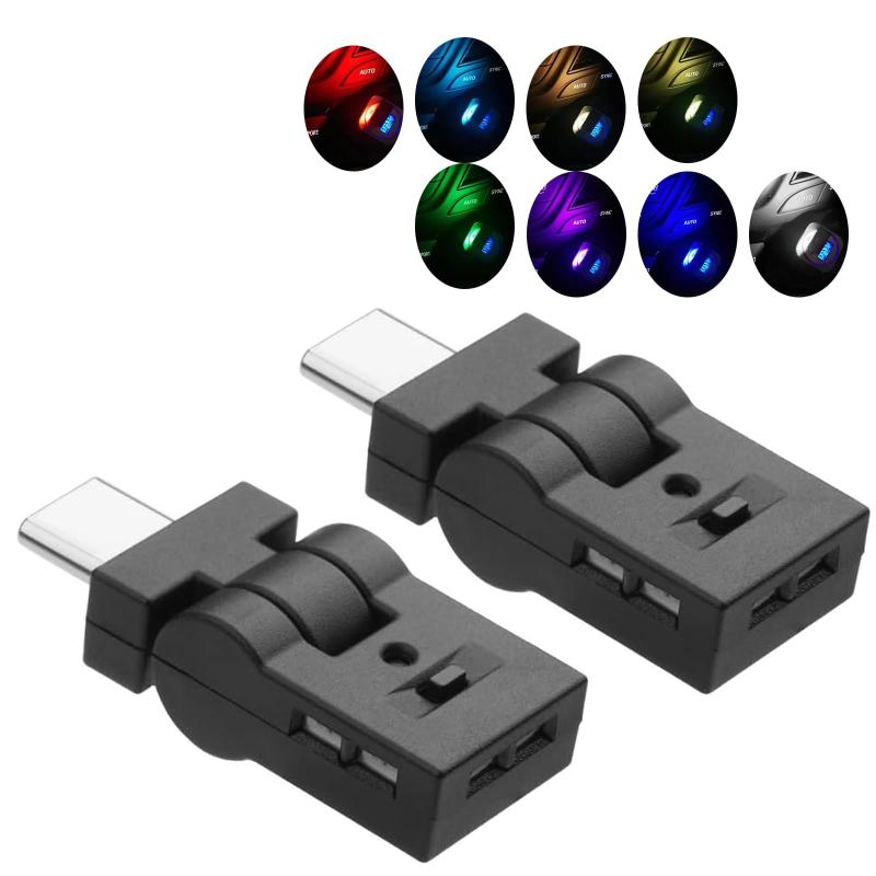 Juckier USBライト 車内用 LED 照射方向切替/180°首振り/自動点灯/RGB8色 メモリー機能搭載 アンビエントライト 小型軽量 簡単取付 USB..
