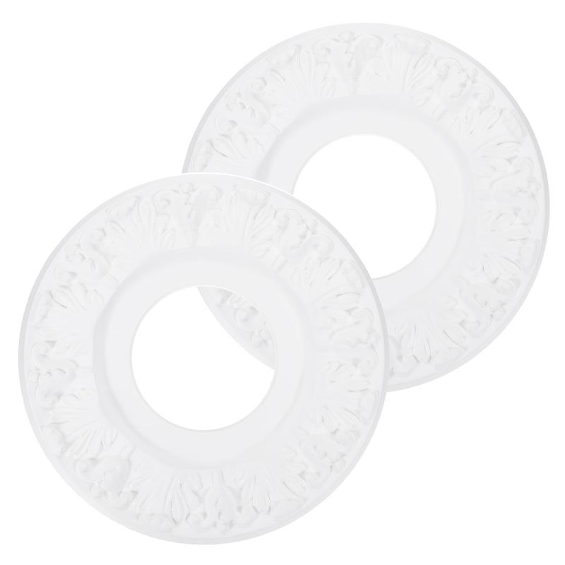 PATIKIL シーリングメダリオン 2個 10" OD x 4" ID PU装飾てんじょうライトメダリオンシャンデリアメダリオン3D彫刻てんじょうライトカバープレート てんじょうライト器具ファン用 ホワイ