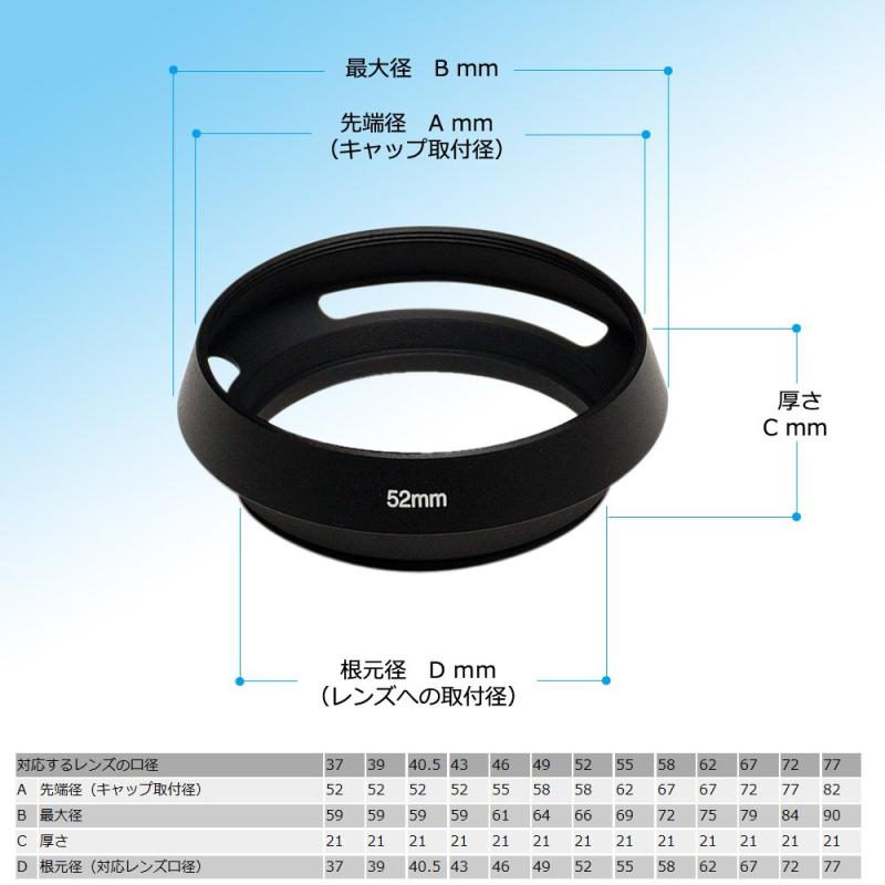 F-Foto 46mm クラシックメタルレンズフード ブラック (各社対応、ねじ込み式）H46B