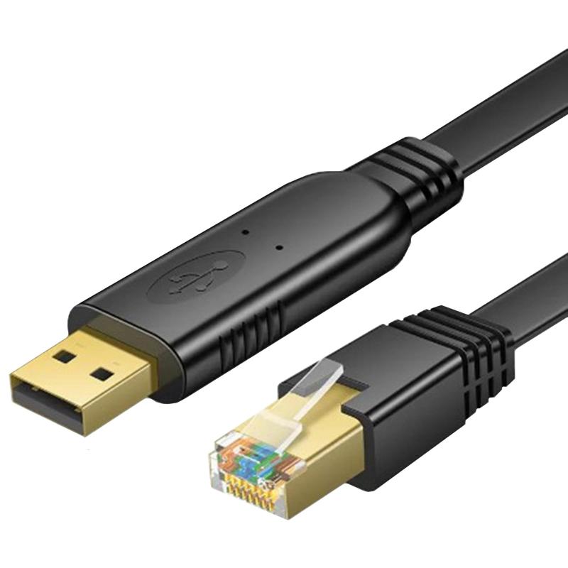FineGood USBコンソールケーブル 1.8M USB-RJ45シリアルケーブル シスコルータ/スイッチに適用 イッチ用 Mac、Windows及びLinuxに対応 ブラック