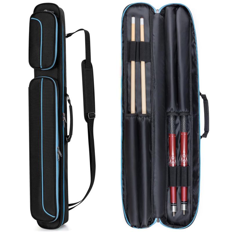 GOBUROS キューケース バット2本とシャフト2本収納可 ビリヤードキューケース プールキューバッグ 1/2ビリヤードキューバッグ (ジッパーブルー)収納力抜群：このキューケースは、最大バット2本とシャフト2本を収納できます。ベルベット...
