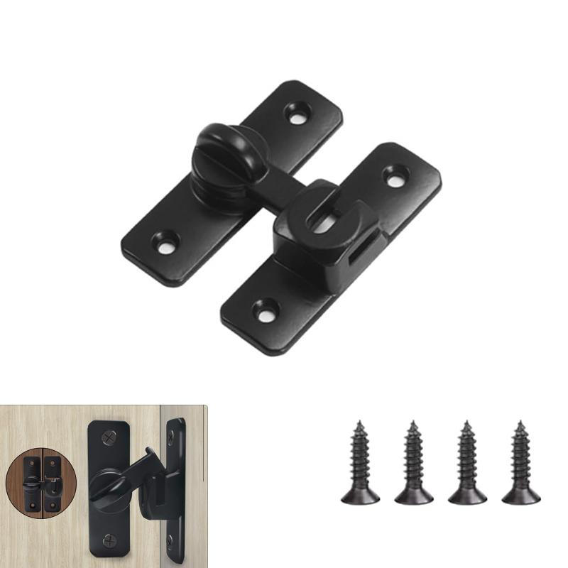 ドアロック 引き戸 ロック 90度/180度アロック後付け 室内ドア 鍵 後付け スライドドア ロック 亜鉛合金 防錆 家庭用 業務用 耐久性 防犯リビング (ブラック)