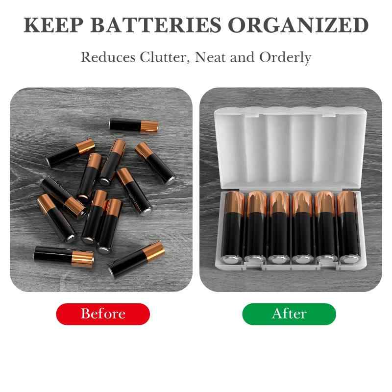 Linkidea 4個パック 防水 単3電池収納ケース ポータブルオーガナイザー 電池6本収納可能 コンパクト 旅行に便利なデザイン 自宅、キャンプ、電子機器アクセサリーに最適 (クリア)