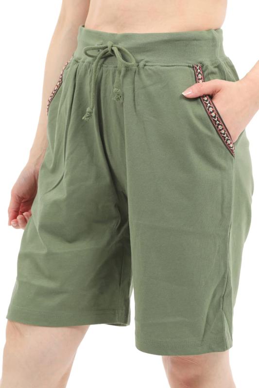 [onion cross] ルーム パンツ ショート ルームウェアー 短パン 部屋着 ズボン ハーフパンツ ショーパン レディース (L, カーキ)