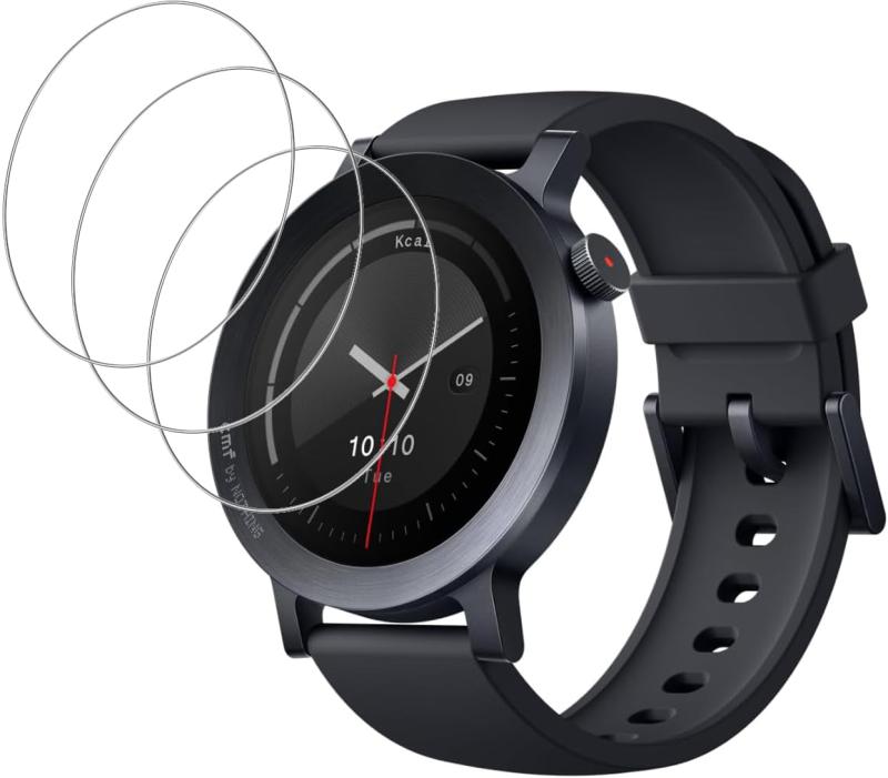 【3セット】For CMF by Nothing Watch 3 Pro フィルム ガラスフィルム【ZENGZOUZ】CMF by Nothing Watch 3 Pro 保護フィルム 硬度9H 取付簡単 自動吸着 指紋防止 擦り傷防止 撥水撥油 高透過