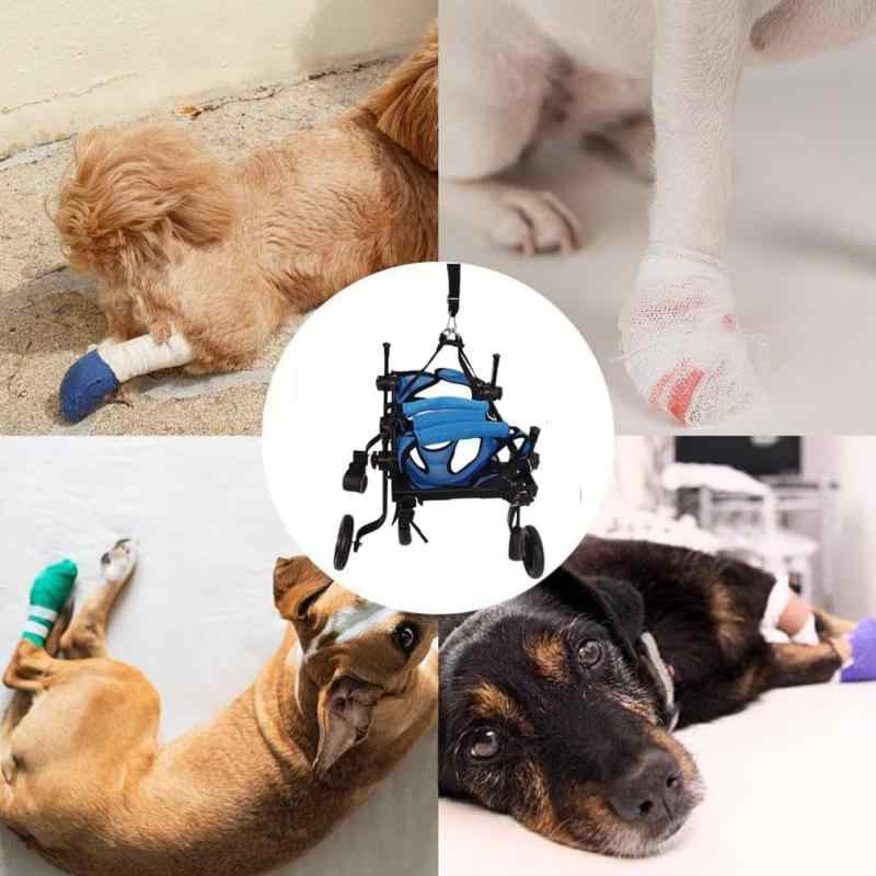 ペット 車椅子 四輪 補助 犬 老犬 小型犬 介護 歩行 補助 金属 折り畳み ブルー