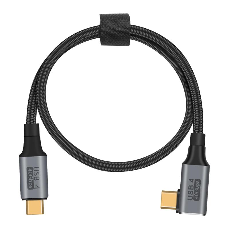 Poyiccot USB C ケーブル L字、50cm Type-c L型 【PD 100W/5A急速充電 & 40Gbps高速転送 & 8K@60Hz映像出力】USB 4.0 タイプc ケーブル、ナイロン編み MacBook Pro/A