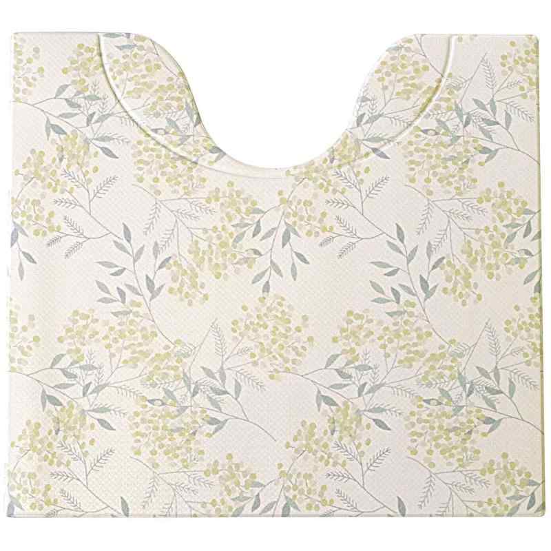 オカトー スキマにピタっ 拭ける PVC トイレマット 汚れてもサッと拭くだけ 抗菌 防臭 撥水 幅60×奥行55cm ミモザサイズ：(約)幅60×奥行55×厚さ0.35cm、材質：塩化ビニル樹脂、洗濯：不可、生産国：中国スキマにぴったりフィット拭けるトイレマットシリーズ。汚れても拭き取れる、お洗濯不要なトイレマット。マットに付いている折り目によりスキマにぴったりフィットするので、尿ハネや汚れをしっかりガード抗菌防臭機能付きなので毎日清潔にお使い頂けます。