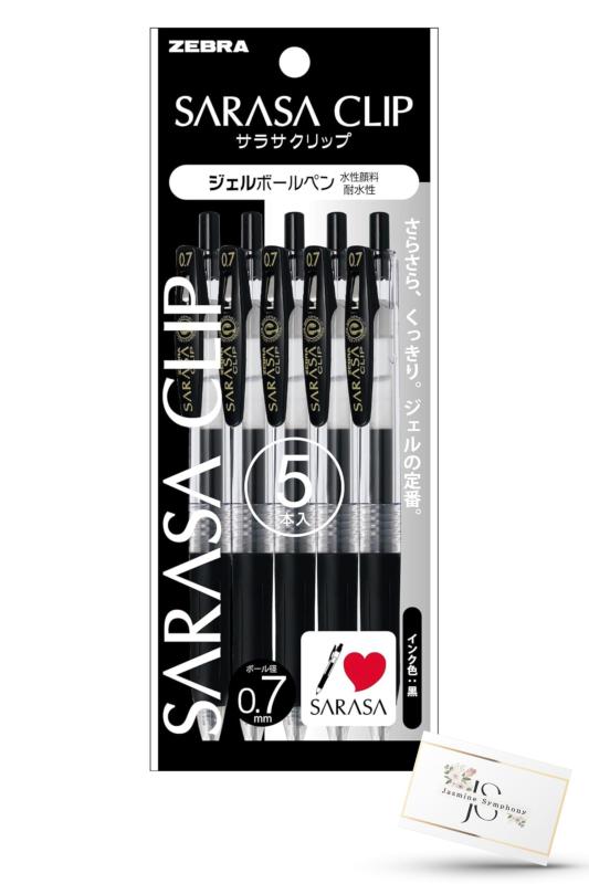Rakuten - ゼブラ ZEBRA ジェルボールペン サラサクリップ 0.7mm 黒 5本 P-JJB15-BK5 Jasmine Symphonyオリジナルindexcard付