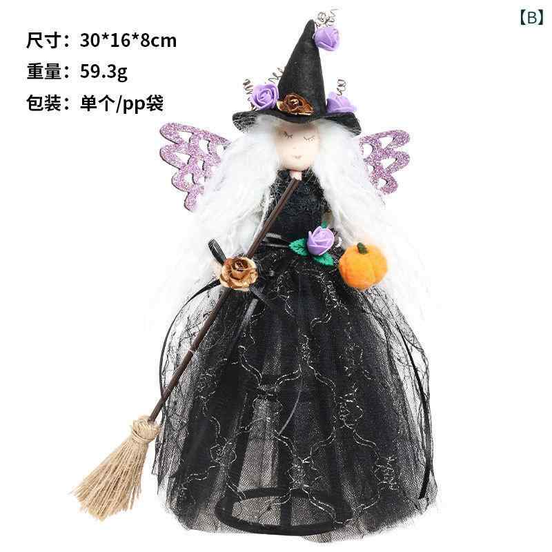 ハロウィン 飾り 蝴蝶 女の子 魔女 箒 人形 置物 鬼 飾り ツリー 星 黒 紫 プラスチック 欧風 30*16*8cmの商品画像 3