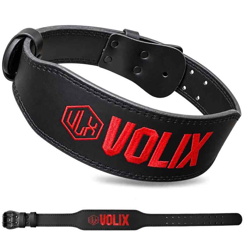 VOLIX トレーニングベルト【マイクロファイバーレザーで生地がやわらかく体にフィット】リフティングベルト パワーベルト 筋トレ (レッド, M)