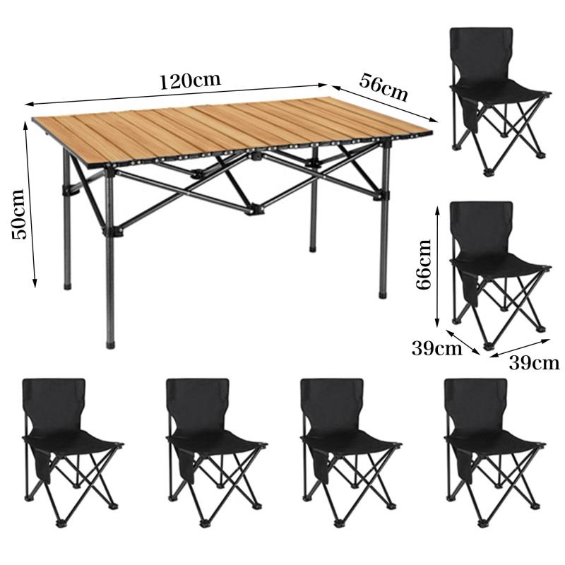 WSKLY(ワスクリ) アウトドア テーブル チェア セット キャンプ テーブル57cm×120cm×50cm ピクニックテーブル 超軽量 折り畳み 組立簡単 収納バッグ付き BBQ お釣り ガーデン キャンプ用品(木の色, superyou-10500405 SUPERYOU サンプル画像2