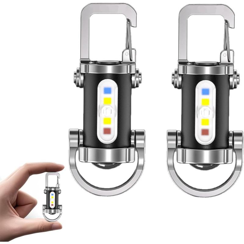 YUWENW キーチェーンライト 小型懐中電灯 2個セット キーホルダー 防水 小型 超高輝度 軽量 明るい ポータブルLEDワークライト USB充電式 ライト 多機能 緊急 防災 停電 紛失予防 停電対策 ミニ