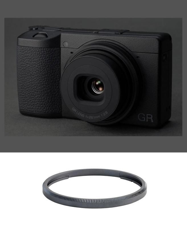 NinoLite GN-2 リングキャップ グレー色、GRIIIx、GR3x 対応、カメラをオシャレにする交換用リングキャップ