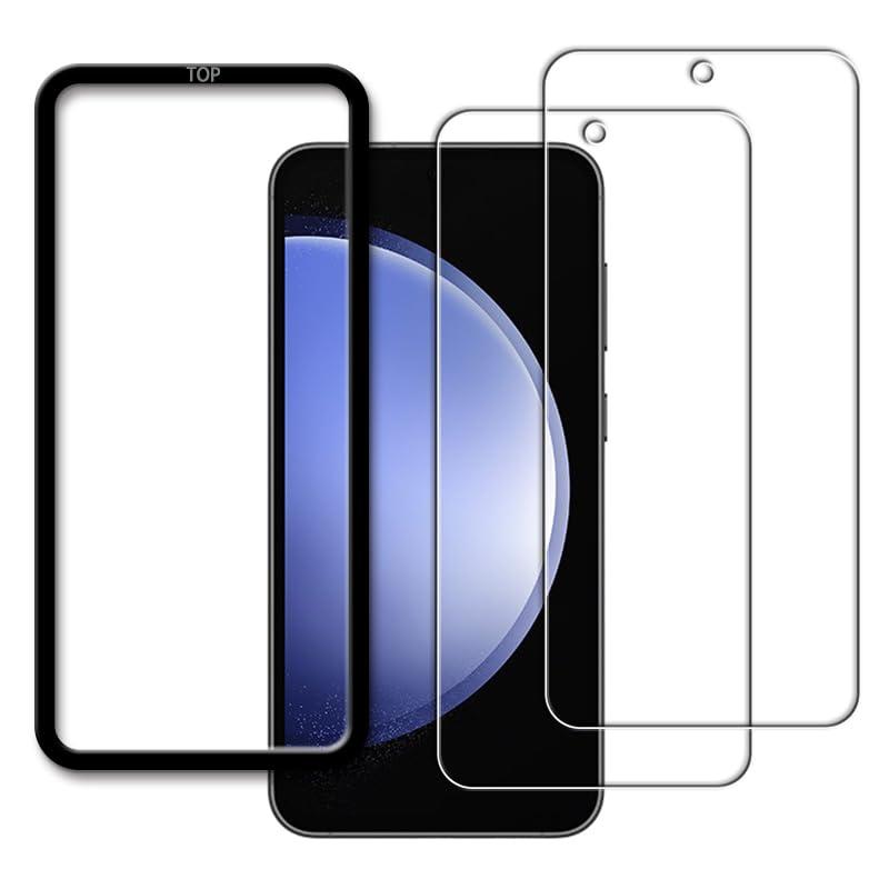 ガイド枠付き 日本旭硝子製 対応 Galaxy S23 FE SCG24 用 ガラスフィルム 強化ガラス 液晶保護フィルム 9H硬度, 2枚