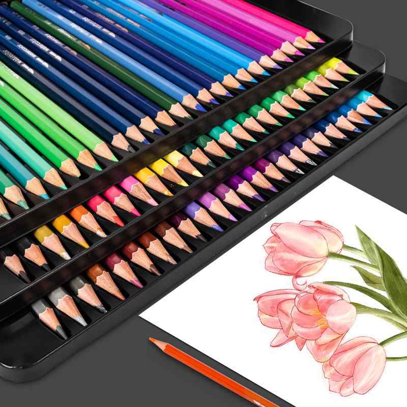 画材 色鉛筆 美術用品 木製 120色 鉄製ケース 絵画セット 画筆 プロフェッショナル