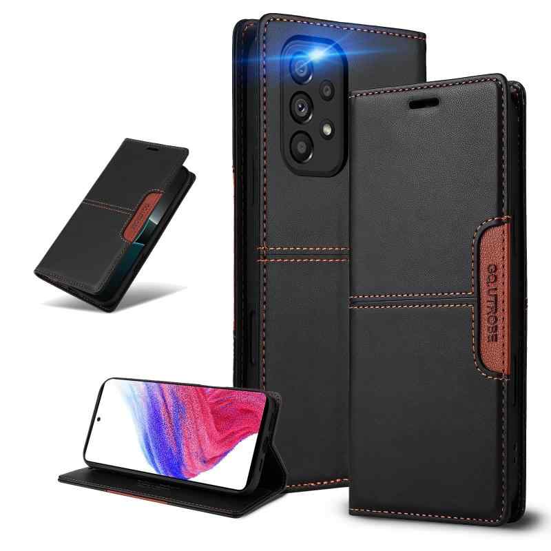 UnivoColors Galaxy A53 5G（SC-53C / SCG15）ケース 手帳型 高級合皮 財布型 携帯カバー RFIDブロッキング カード収納 マグネット開閉 スタンド機能 全面保護 カメラ保護 衝撃吸収(ブラック)【適用...