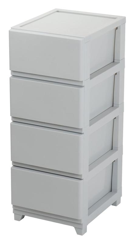 JEJアステージ(JEJ Astage) 収納ケース デコニー チェスト 4段 ライトグレー 簡単組立 日本製 幅34×奥行41.5×高さ86.1cm