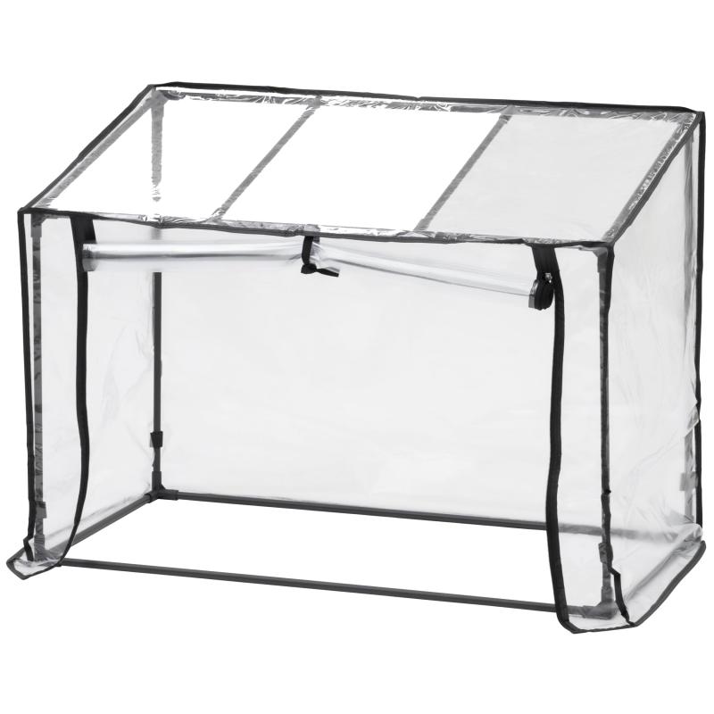 Rakuten - タカショー ビニールハウス ビニール温室 プランター用 ワイド チャコールグレー クリア 96x50x71cm 園芸 防寒カバー 霜よけ 育苗 組立簡単 スチール 塩化ビニル樹脂 ポリプロピレン GRH-23