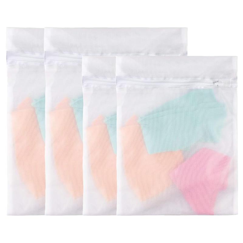 洗濯ネット 4枚セット Moriniko Natural 衣類の絡み防止・型崩れ防止 メッシュ細かい ファスナー付き ..