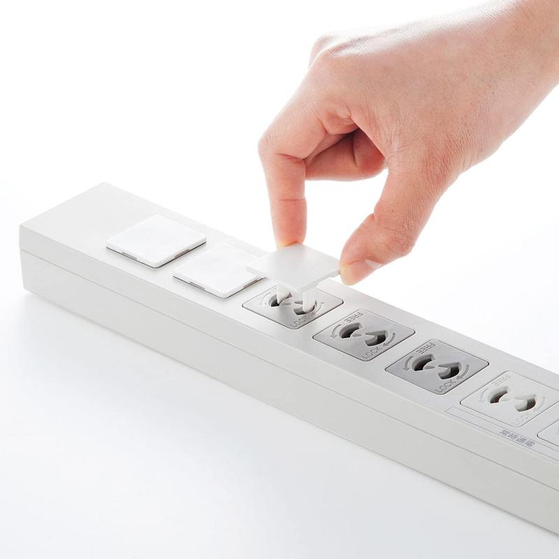 サンワサプライ コンセント安全キャップ 抜け止め用 2P用 100個入 TAP-CAP2P100L