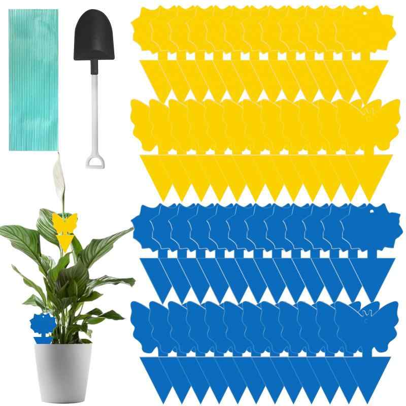 WD&amp;CD 捕虫シート 48枚入り 虫取りシート ハエ取り 昆虫粘着トラップ ハエ取り 花と木の害虫捕獲粘..