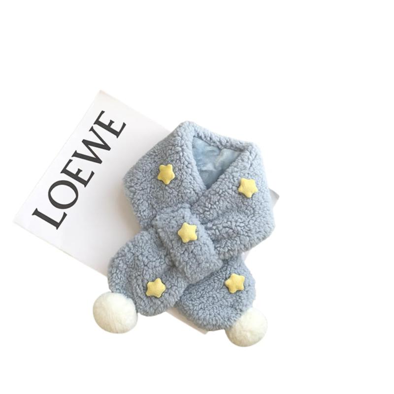 [Pangdabei] マフラー キッズ 女の子 男の子 子供用 ネックウォーマー 星 スター ポンポン もこもこ あったか 防寒 ふわふわ かわいい 冬 厚手 保温 ベビー 幼児 こども用 プレゼント ギフト 子