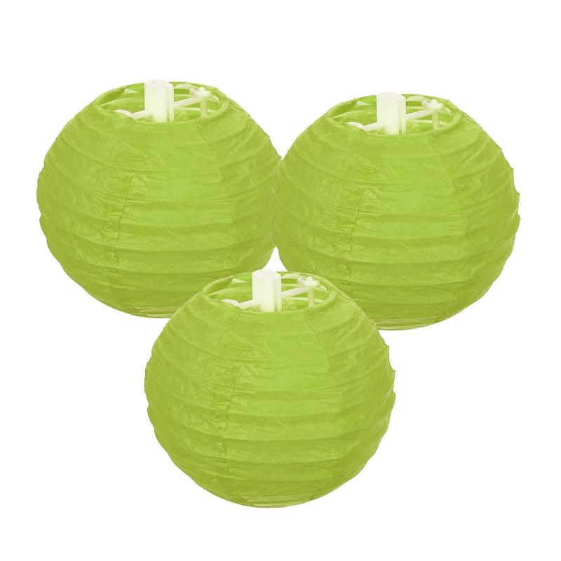 PATIKIL 提灯 紙ちょうちん 10cm/4" 3個入 丸型紙ランタン 飾り付け 装飾 ランプ お祭り イベント お盆飾り 結婚式 誕生日 ホームデコレーション ライト緑