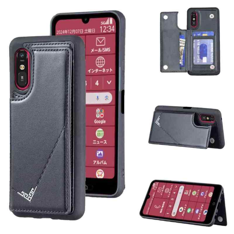 乐天商城 - 【Anrek】互換性 KYOCERA Basio Active3 KYG04 用 新型 背面 カードケース（ブラック）ベイシオ アクティブ3 スマホケース カード収納 横置き機能 携帯カバー 京セラactive3 BLACK