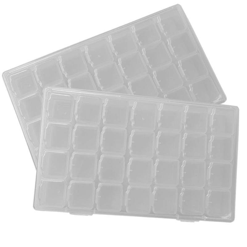 ダイヤモンドアート ネイルケース 28分割 2個セット 透明 クリアケース 小物 ジュエリー アクセサリー収納 雑貨入れ