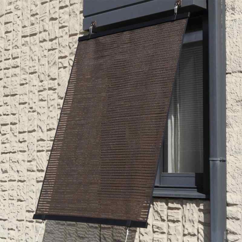 Rakuten - ワタナベ工業 日よけシェード 省エネスクリーン ル・ソレイユ 90×120cm ブラウン 専用フック4個付き 紫外線89%カット 屋外 庭 カーテン 簡単取り付け 目隠し おしゃれ 窓 ブラインド SN-9012A