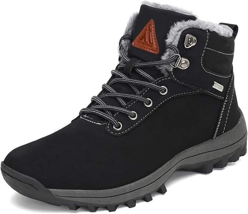 [Putu] 冬靴 レディース 防寒靴 メンズ 防水 防滑 スノーブーツ 雪用 靴 男女兼用 耐磨耗 衝撃吸収 裏起毛 ハイカット 登山靴 アウトドア トレッキングシューズ 24.5 cm,ブラック