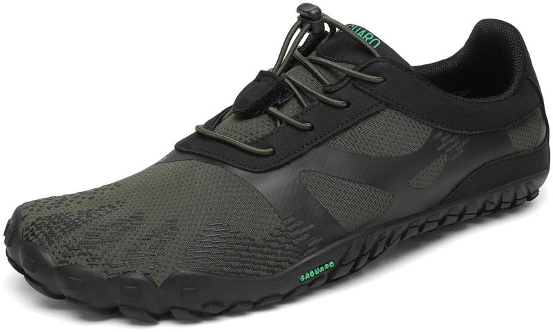 [SAGUARO]ベアフットシューズ メンズ レディース フィットネス トレーニング 幅広 トレーニングシューズ ジム 室内 通気性 超軽量 筋トレ ジムシューズ ポータブル 裸足 (モスグリーン,25.5cm)ワイドなトゥボックス: 従来...