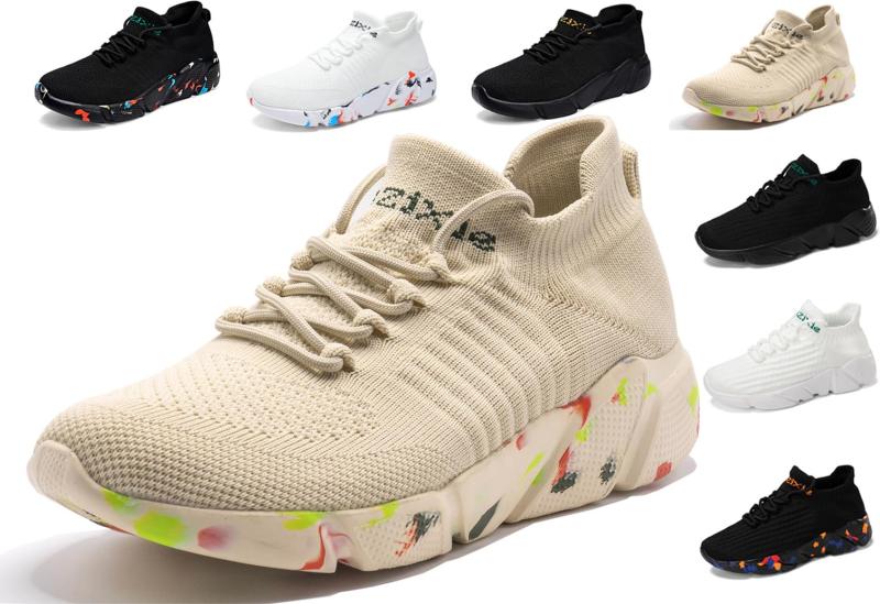 [Chomena] シューズ メンズ レディース スニーカー ランニングシューズ スポーツシューズ 運動靴 黒 白 ウォーキングシューズ スリッポン トレーニング カップル 靴 ジョギング 厚底 幅広 大き