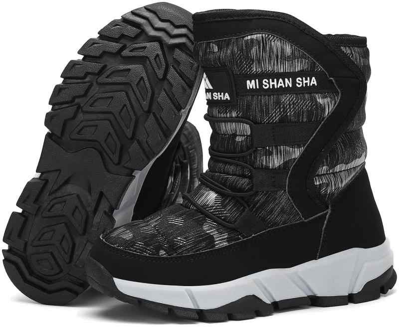 [Mishansha] スノーブーツ キッズ 冬 裏ボア ブーツ 防寒 防水 防滑 ウインター 防寒ブーツ 雪靴 通学 外出 雪遊び 子供 長靴 男の子 女の子(21.0cm,ブラック60)