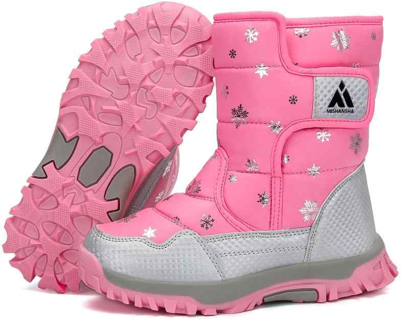 [Mishansha] スノーブーツ キッズ 冬 裏ボア ブーツ 防寒 防水 防滑 ウインター 防寒ブーツ 雪靴 通学 外出 雪遊び 子供 長靴 男の子 女の子(17.0cm,ピンク)