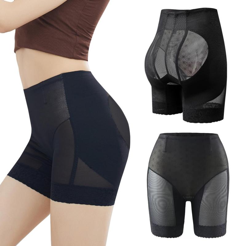 [Comonsava] ヒップアップ パンツ ガードルショーツ 美尻 お腹 引き締め ハイウエスト 骨盤 着圧 産後 メッシュ素材 快適 締め付けない 補正下着 レディース 1枚 ブラック L