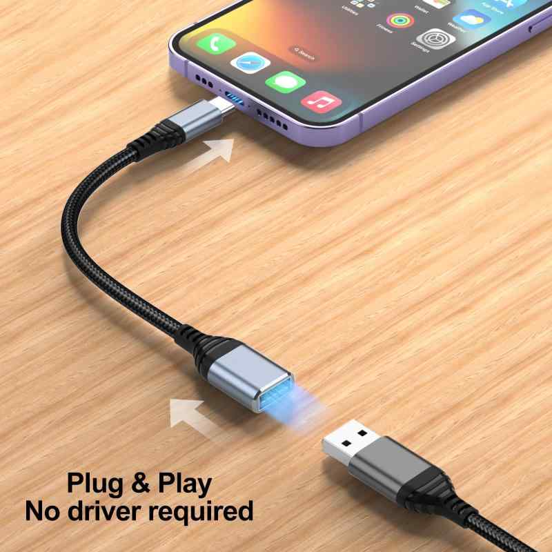 USB C 変換 アダプタ タイプC to USB 3.0 18CM OTG ケーブル 高速転送 小型 軽量 ナイロン編み 高耐久