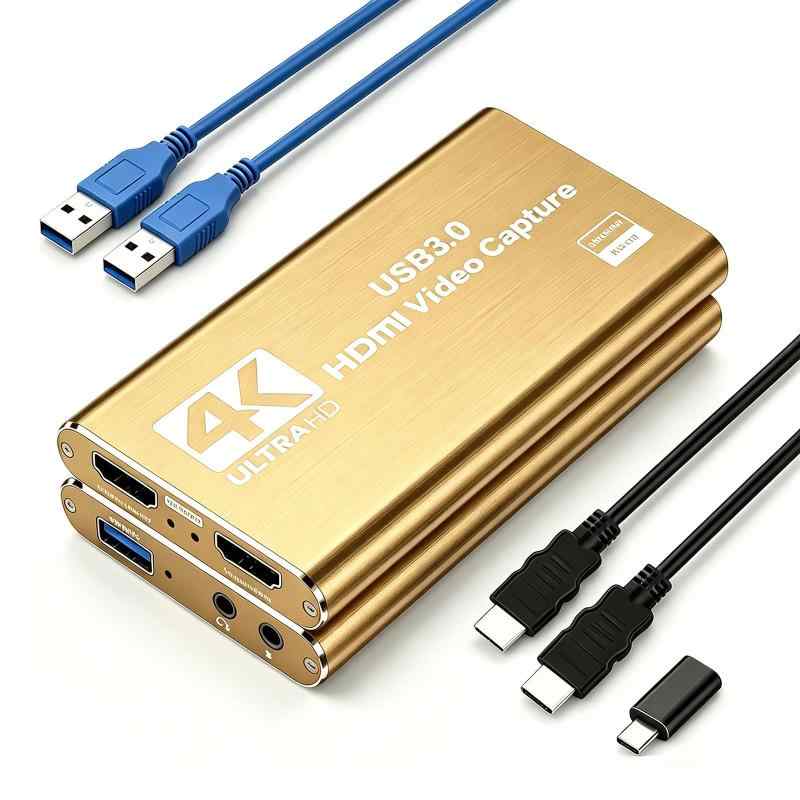 キャプチャーボード HDMI ビデオキャプチャ Zetaxmod 4Kパススルー 1080P/60FPS 録画 低遅延 OBS対応 ゲーム実況・ライブ配信向け USB Type A&amp;Type C 2in1 Switch/PS5/PS4/Xbox/PC/Mac/iPad ゴールド【ゲーム実況・ライブ配信に活躍】お気に入りのゲームプレイや白熱した対戦シーン、勝利の瞬間を高画質で記録。YouTube配信やライブ配信はもちろん、SNS投稿用の動画作成にも最適です。OBS Studio・VLC・XSplitなどの主要ソフトに対応し、ドライバー不要で簡単接続。初めて配信に挑戦する方から本格的な実況環境を求める方まで、快適な録画・配信環境をサポートします。【4Kパススルー対応でプレイも配信も快適】4K@60Hzパススルー対応により、高画質なゲーム映像を楽しみながら録画・ライブ配信を同時に行えます。USB 3.0高速転送で映像や音声の遅延を抑え、FPSや格闘ゲームなど反応速度が求められるゲームにも対応。PC画面でもスムーズに映像を確認でき、ゲーム実況、YouTube配信、プレイ動画の保存まで幅広く活用できます。快適な操作感で、大切なプレイシーンを逃さず記録できます。【幅広い機器・ソフトに対応、初心者でも簡単接続】Nintendo Switch・Switch 2・PS5・Xbox Series X・Meta Quest 3/2をはじめ、PCやiPadなどさまざまなデバイスで使用可能。Windows・macOS・Linux・Androidに対応し、ドライバー不要で接続するだけですぐに録画や配信を始められます。OBS Studio、XSplitなどの主要ソフトにも対応しており、ゲーム実況、YouTube配信、ライブ配信、動画編集など幅広い用途で活躍します。【USB-A・USB-C両対応で幅広い機器に接続可】USB 3.0 Type-AとType-Cの両ポートを搭載しており、PCやノートパソコン、タブレットなど、さまざまなデバイスに柔軟に対応します。ドライバー不要のプラグアンドプレイ設計により、接続するだけで即座に録画・配信を開始できます。最大5Gbpsの高速データ転送に対応し、高画質な映像をスムーズにキャプチャします。ゲーム実況やライブ配信、動画制作まで快適に活用できます。【充実した付属品＆1年】キャプチャーボード本体に加え、USB 3.0ケーブル×1本、USB-Cオス→USB-Aメスアダプター×1個、HDMI延長ケーブル×1本、取扱説明書が同梱されているため、お届けしたその日からすぐにご使用いただけます。さらに1年間のメーカーが付帯しており、万が一の初期不良や使用中のトラブルにも対応いたします。ご購入後も安心して長くお使いいただけるサポート体制を整えております。