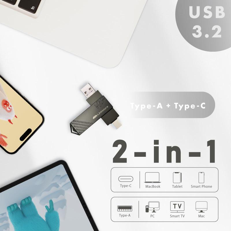 LinkMore 256GB USBメモリ 2in1 OTG対応 Type-A & Type-C 360度回転式 合金製 最大読 superyou2nd-10008463 SUPERYOU 2nd サンプル画像2