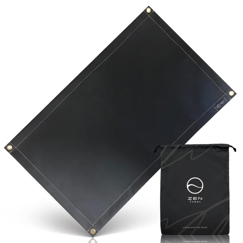ZEN Camps 焚き火シート 95×60cm チクチクしない シリコン耐火防炎 ブラック 芝生保護 焚き火 …